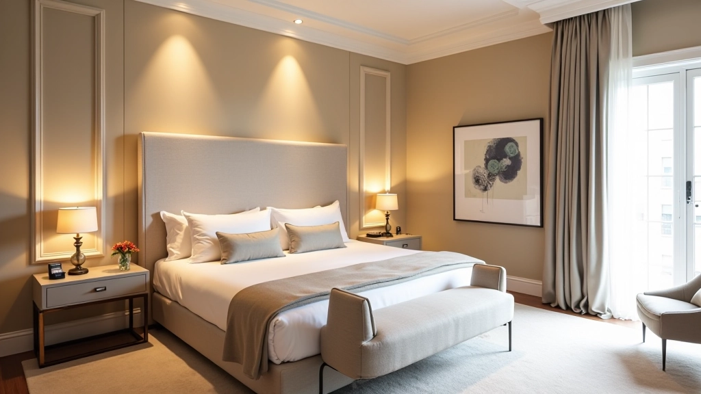 Luxury bedroom with sophisticated color scheme